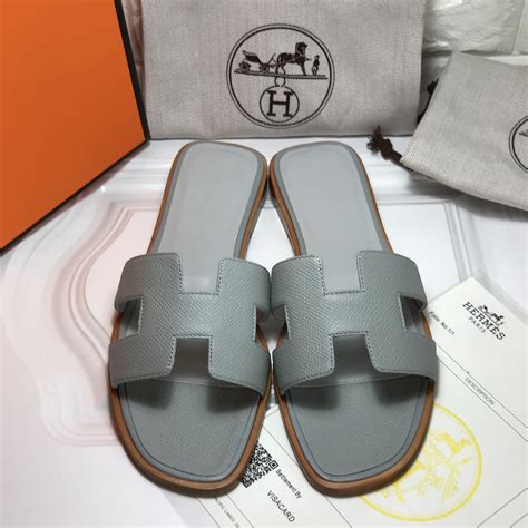 hermes grey slippers